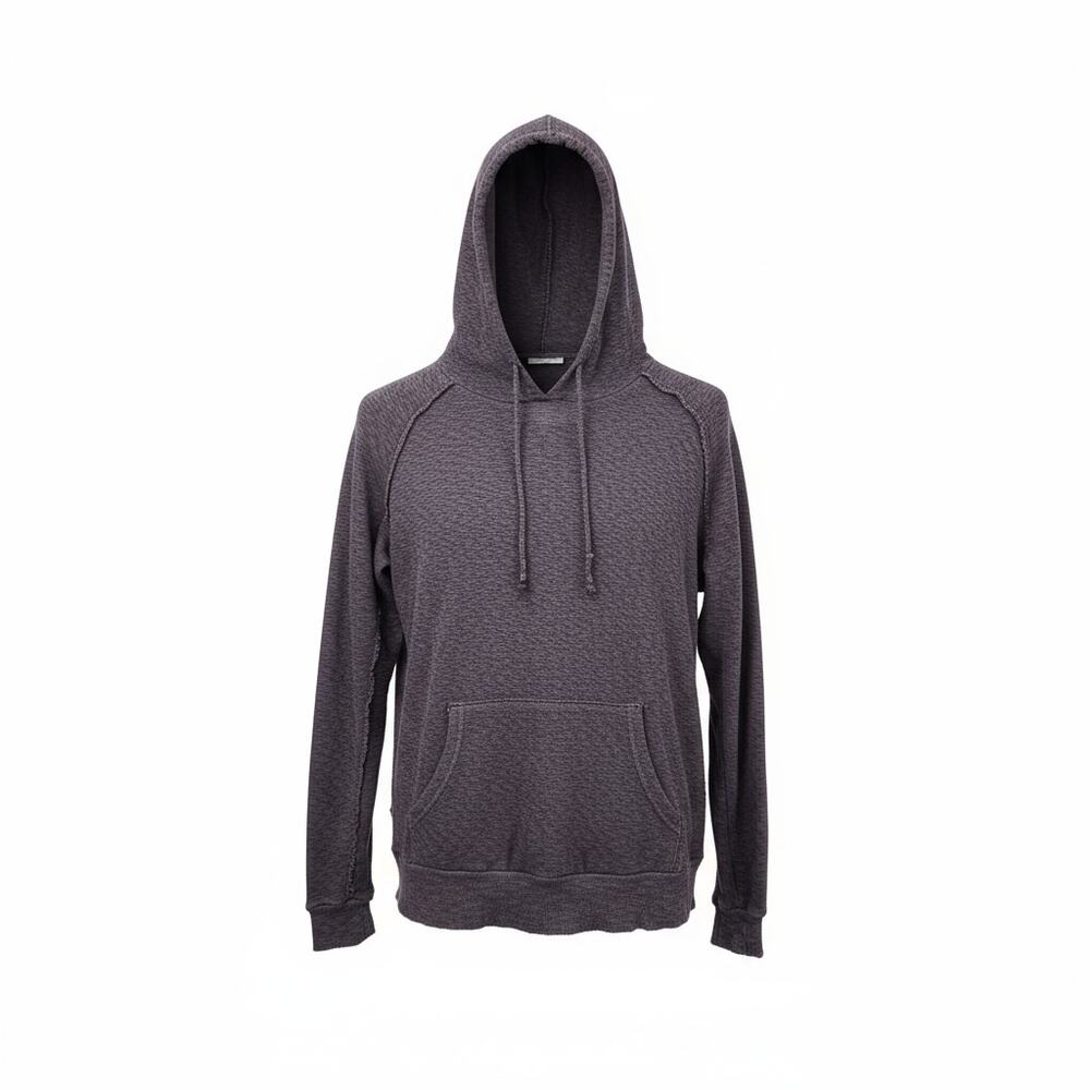 Gibsonlook Pullover‎ Women's Waffle Knit Hoodie Raw Seams Grey Size L